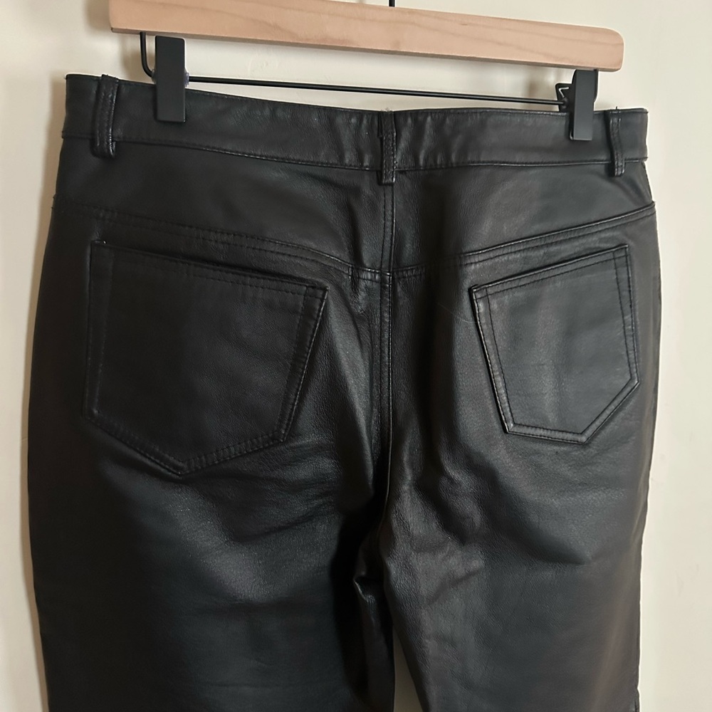 Spiegel Black Leather Boot-Cut Pants with Subtle Shine - Picture 5 of 5